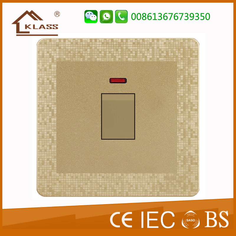 20A 1 Gang 1 Way Wall Switch UK Type