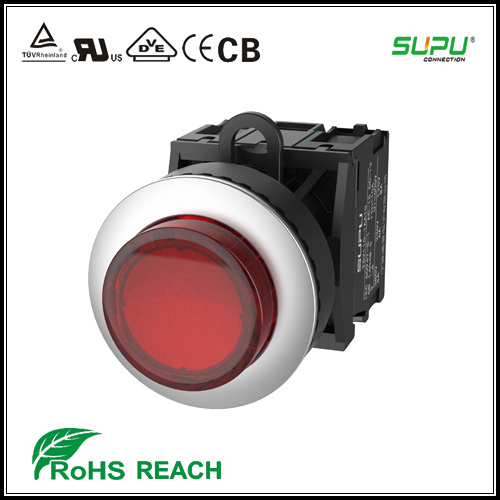 Supu Momentary Extended Recessed Metal Frontring Illuminated Pushbutton Switch