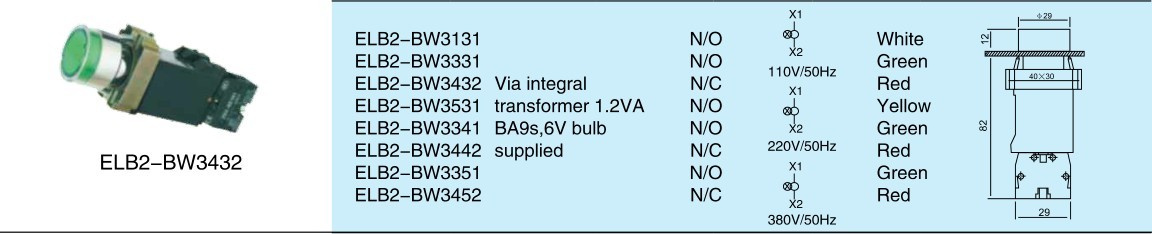 High Quality Pushbutton Switch with Ce (ELB2-BW3432)