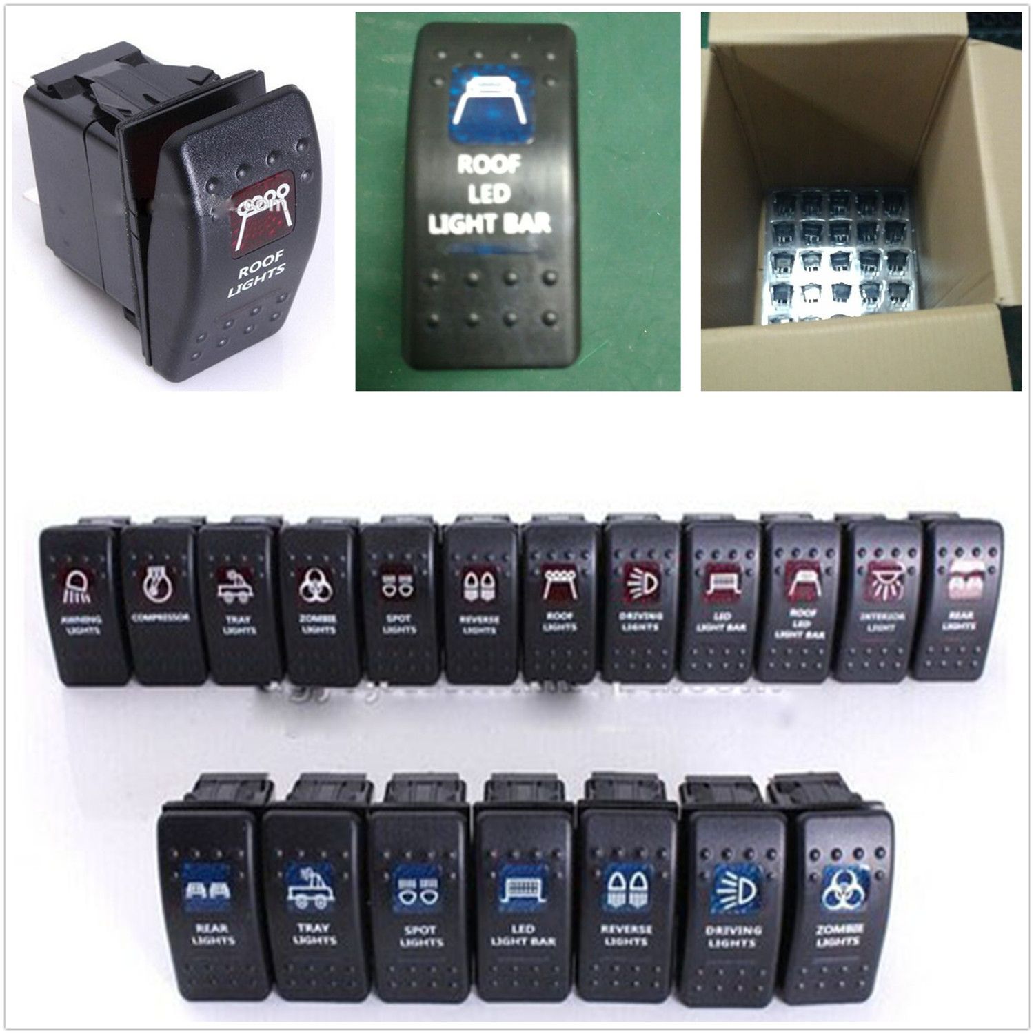 Bar Arb Carling Rocker Toggle Switch Blue LED Light Car Boat