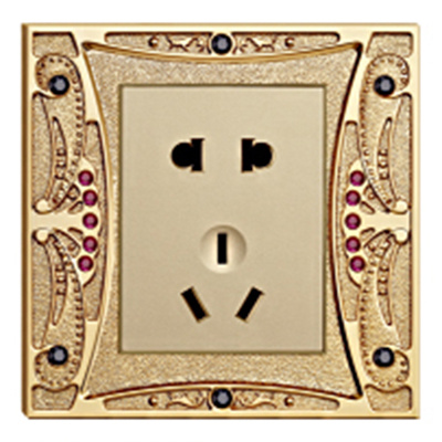2 Powerpoint Diamond Gold Plated Finish Brass Wall Socket