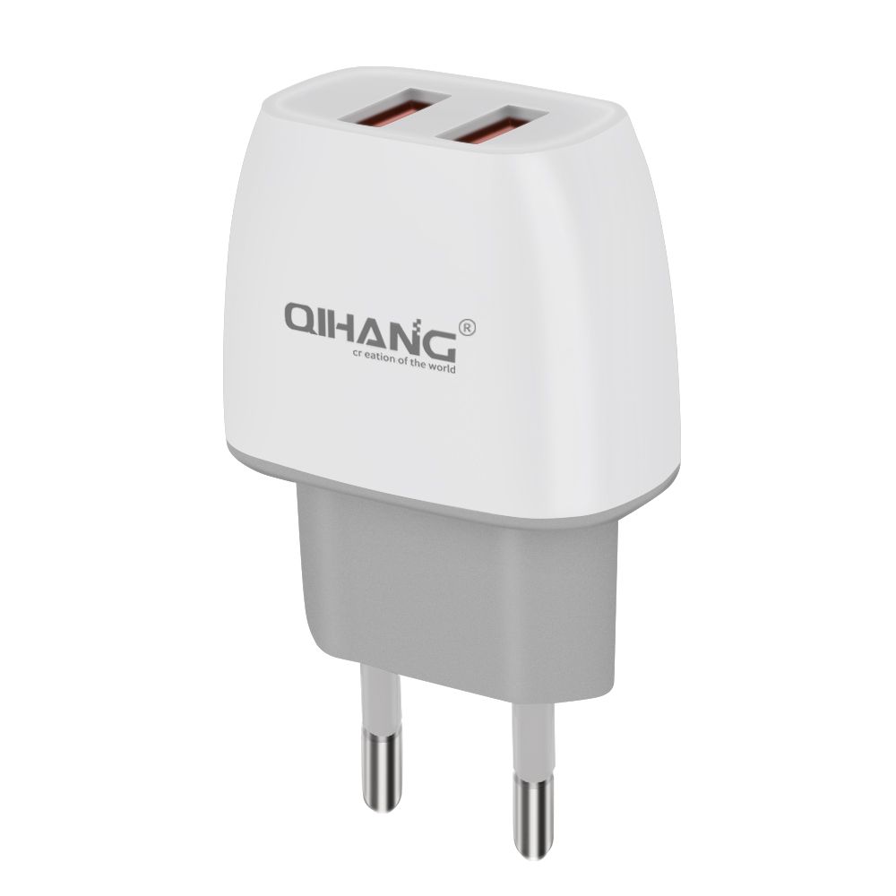 2.4A Double USB Fast Mobile Phone Charger with USB Cable