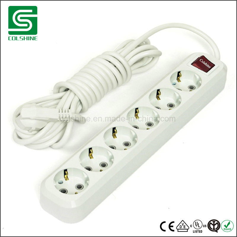 6 Way EU Electric Socket, Power Strip, Schucko Extension Socket