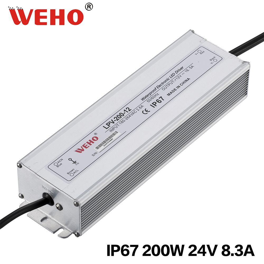 200W 24V AC/DC Waterproof LED Power Supply