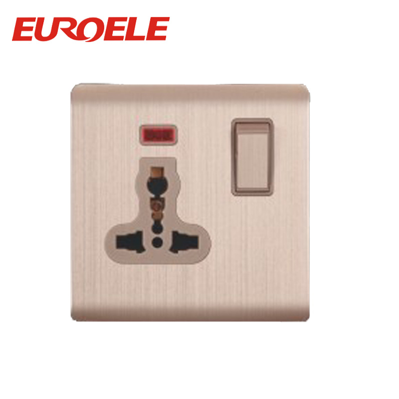 Wide Usage Aluminum Plate Gold Color Universal Wall Socket