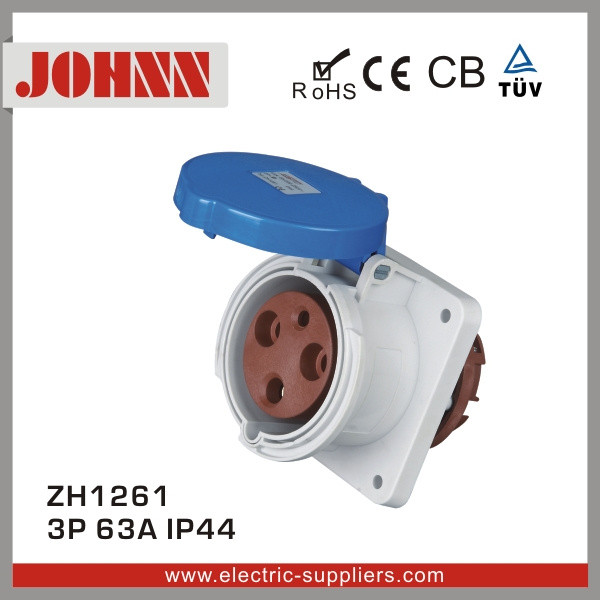 IP44 3p 63A Panel Mounted Straight Socket for Industrial