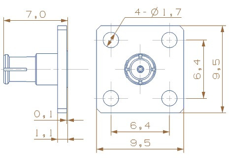 SMP Type Female 4 Hole Flange Mount Connector
