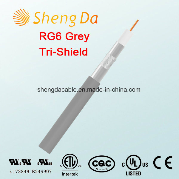 RG6 Tri-Shield Grey Coaxial Cable for CATV -Factory