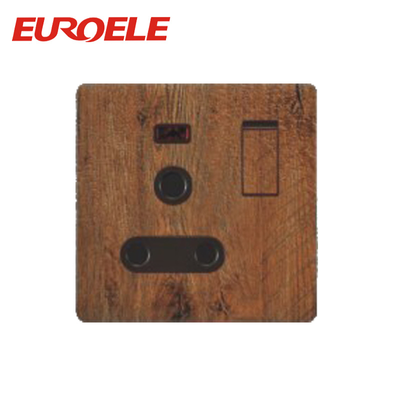 Wooden Color 15A PC Plate Electrical Wall Socket