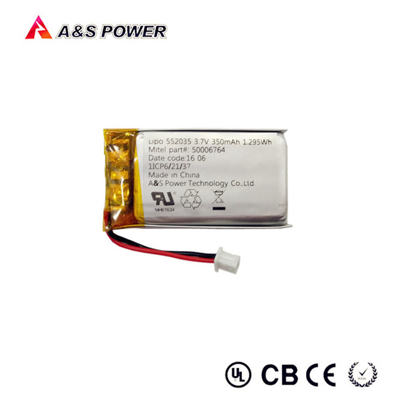 Rechargeable 552035 3.7V 350mAh Lithium Polymer Battery for GPS Tracking