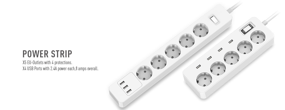 European USB Wall Socket 3 AC Outlets Power Socket 3 USB Charging Ports 5V 2.4A Max