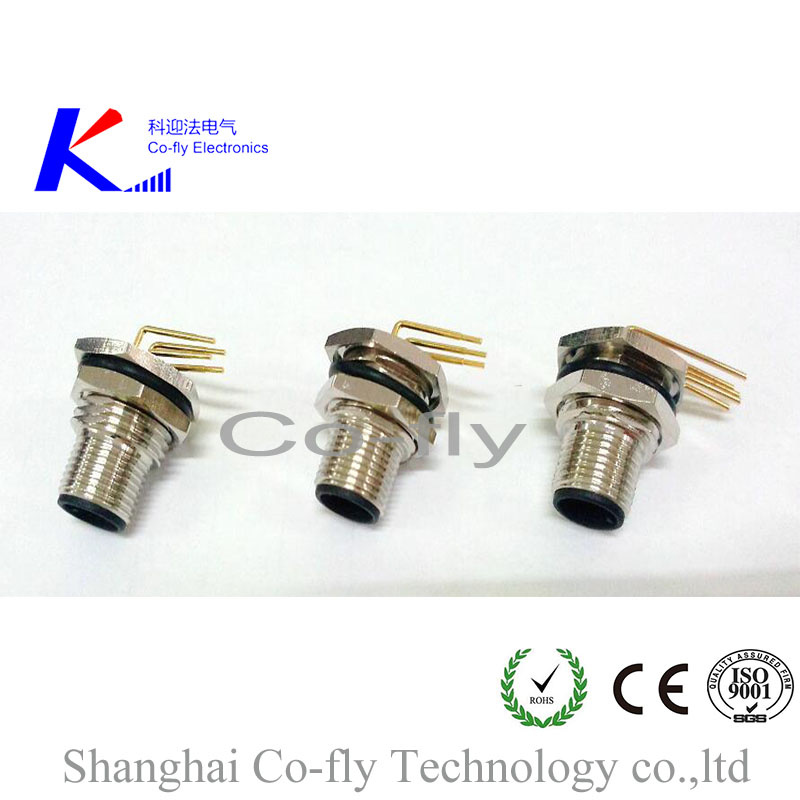 M12 Right Angled Front Mount Panel Connector