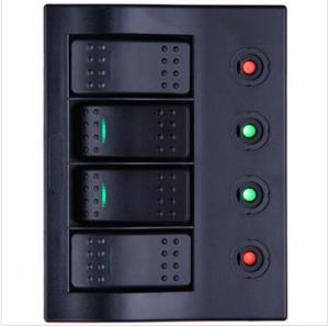 DC12V 4 Gang Car Boat Rocker Switch Panel with LED Light Indicators IP68 for Car