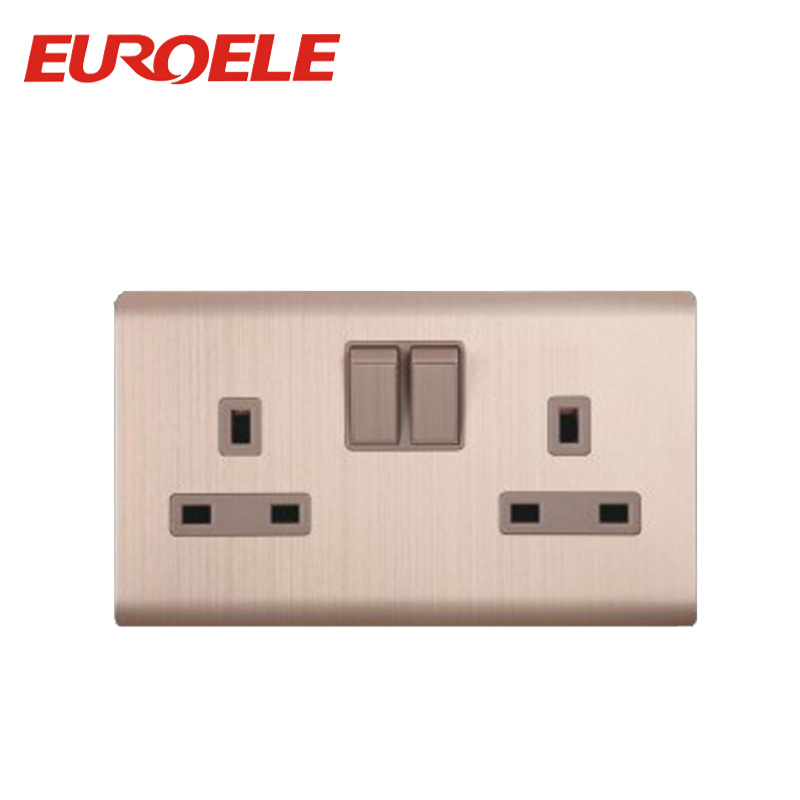 Good Aluminum Plate Double Switched Socket