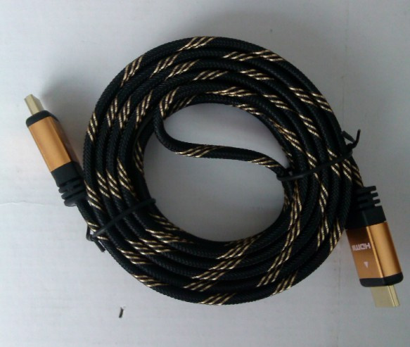 24k Gold Nylon Mesh HDMI Cable 1.4V 1080P 3D