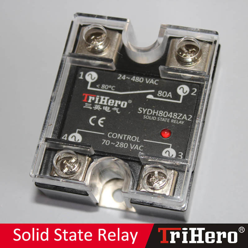 80A AC/AC Single Phase Solid State Relay SSR