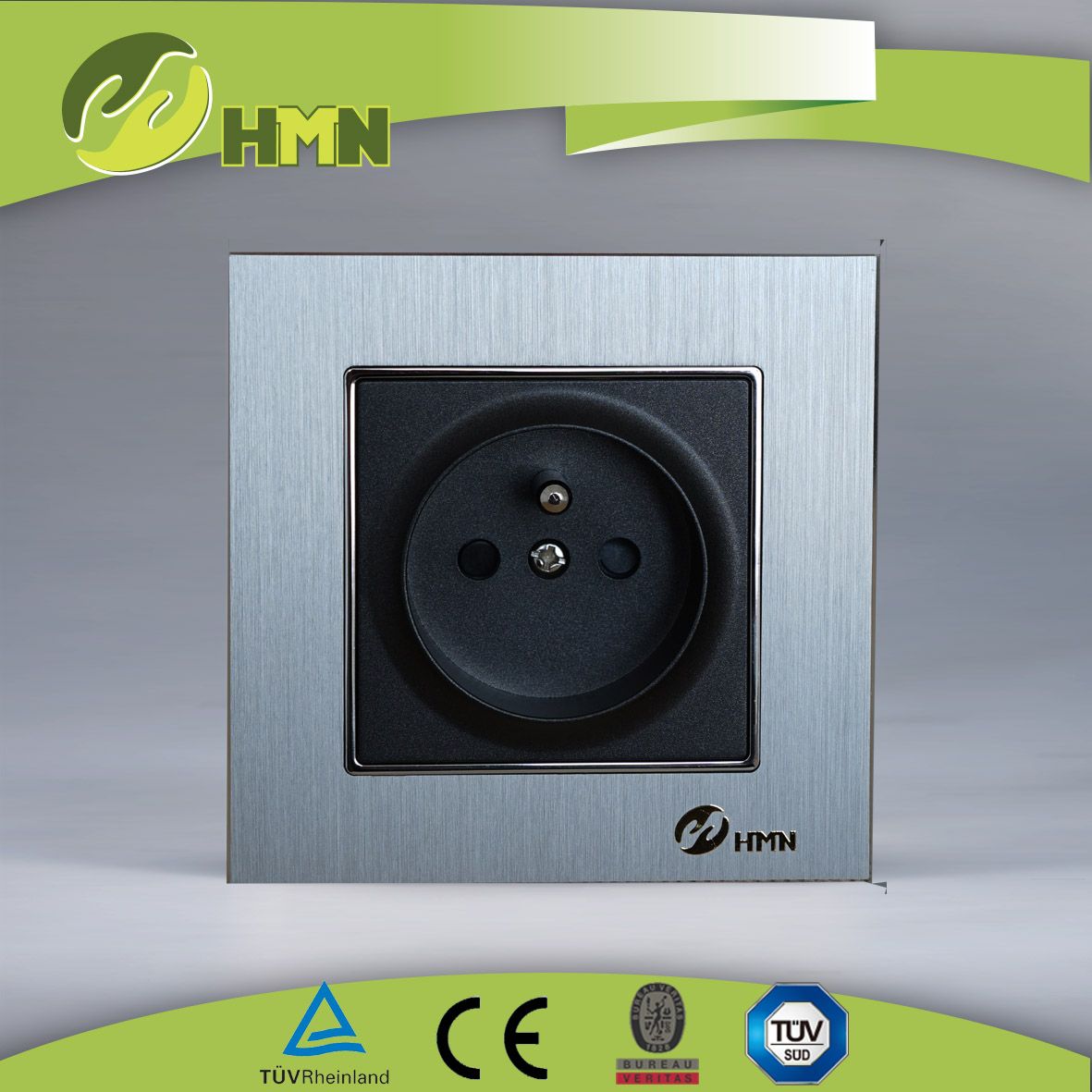 China TUV Certified EU Standard Silver Brushed Aluminum French Socket