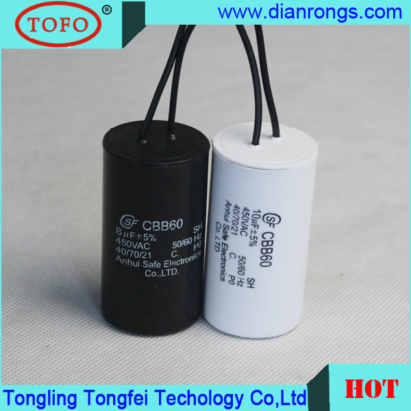 Cbb60 Washing Machine Capacitor 450VAC Polypropylene Film Capacitor