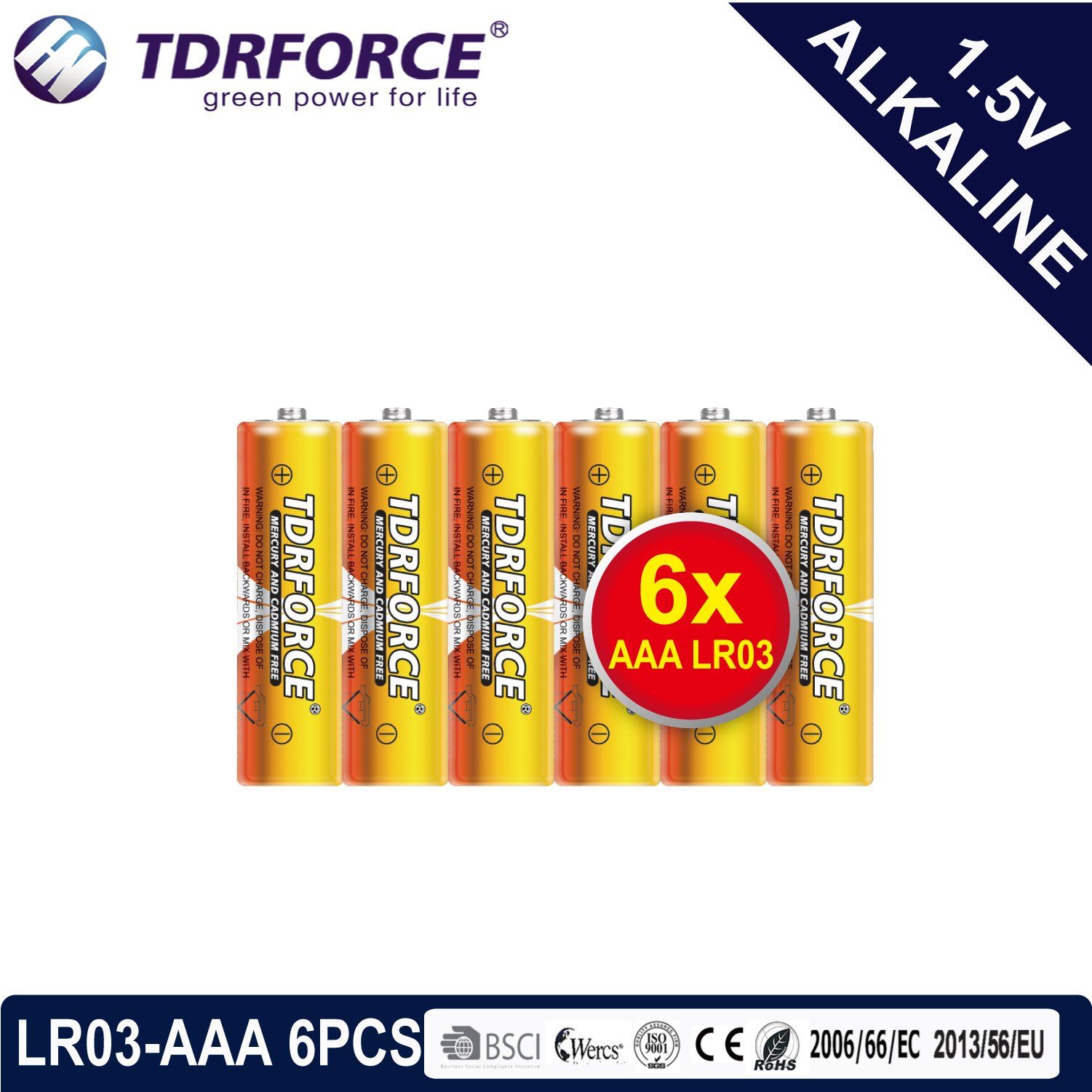 1.5volt Primary Dry Alkaline Battery with Ce/ISO 6PCS/Pack (LR03/AM-4/AAA)