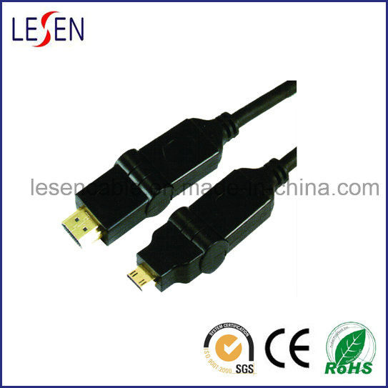 HDMI Cable, HDMI Plug to Mini Plug, Rotary Type