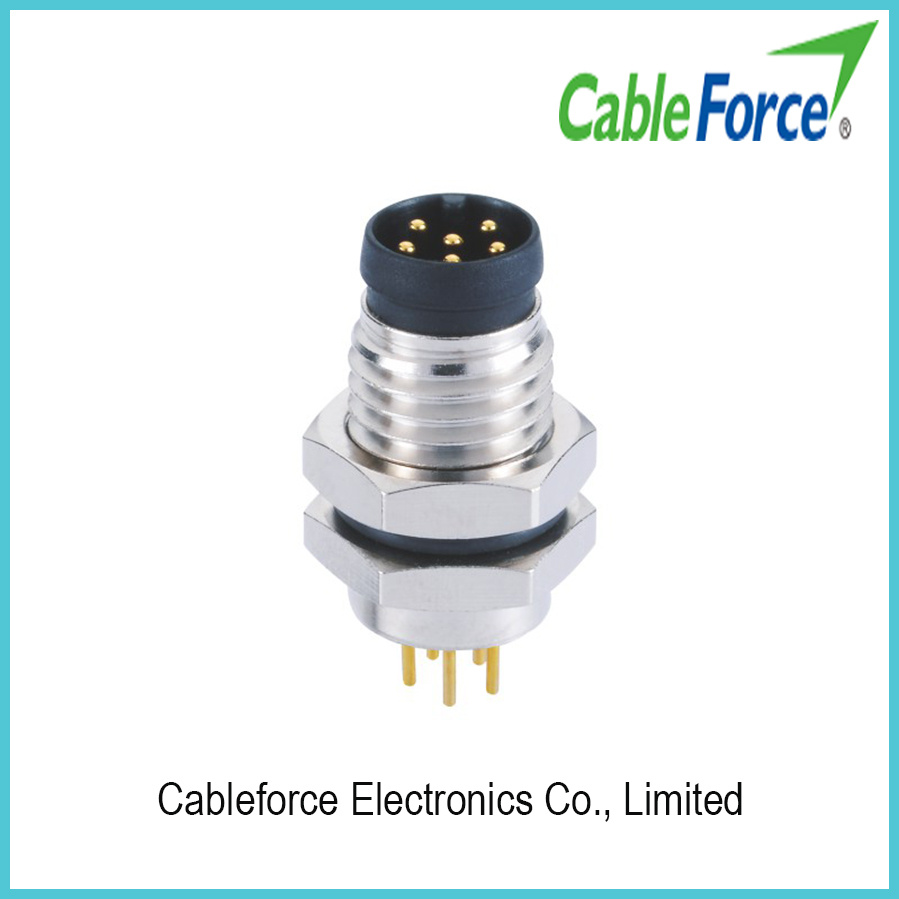 M8 6pin Male Panel Mount Connector Front Fastened PCB Connector