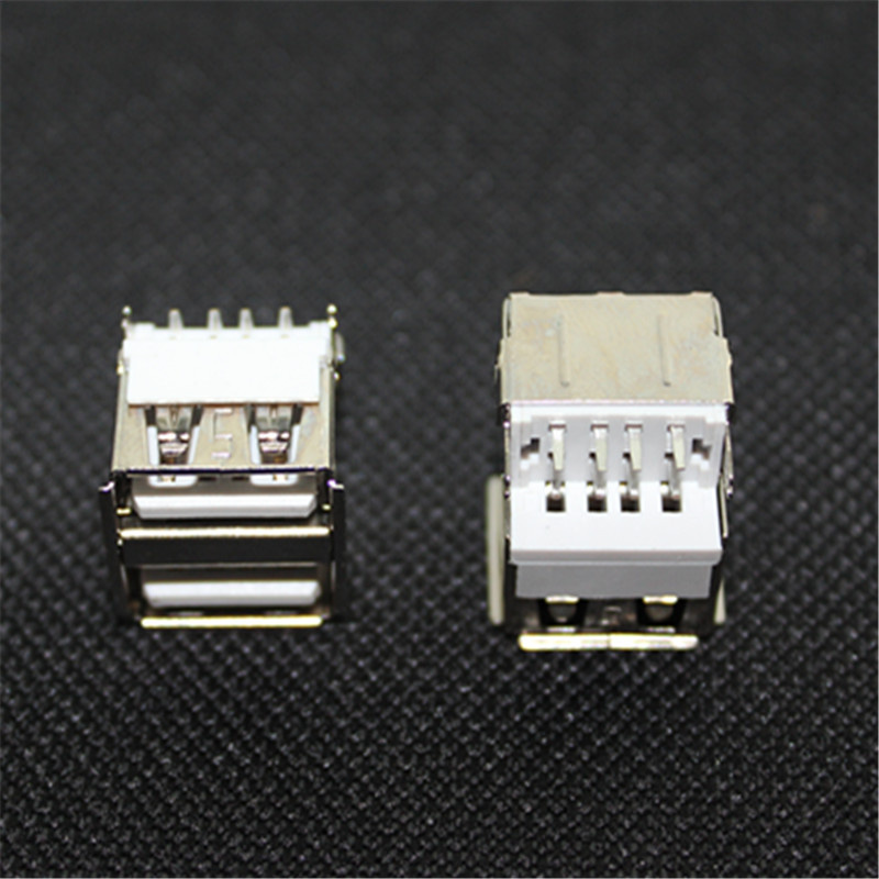 Crimping Straight Flange Dual Layer PCB Mount USB Connector