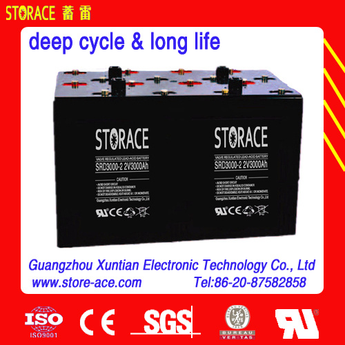 2V 3000ah Sealed Deep Cycle Battery for Solar / UPS Systems