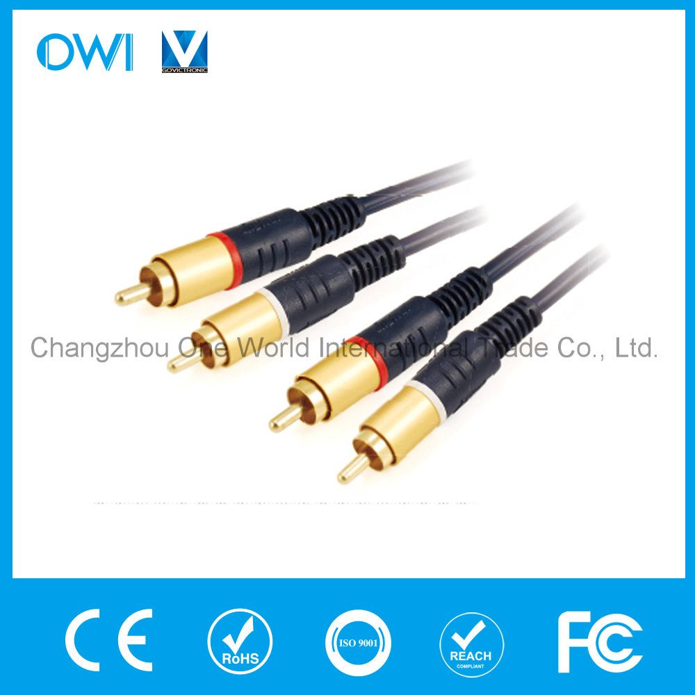 Audio-Video Cable 2RCA-2RCA Metal Plug Gold Color