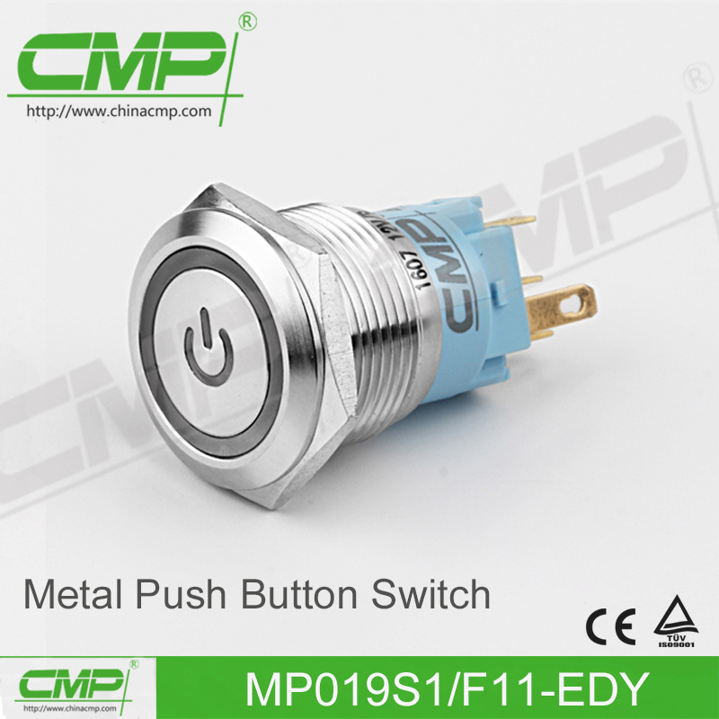 19mm Push Button Switch with Power Symbol
