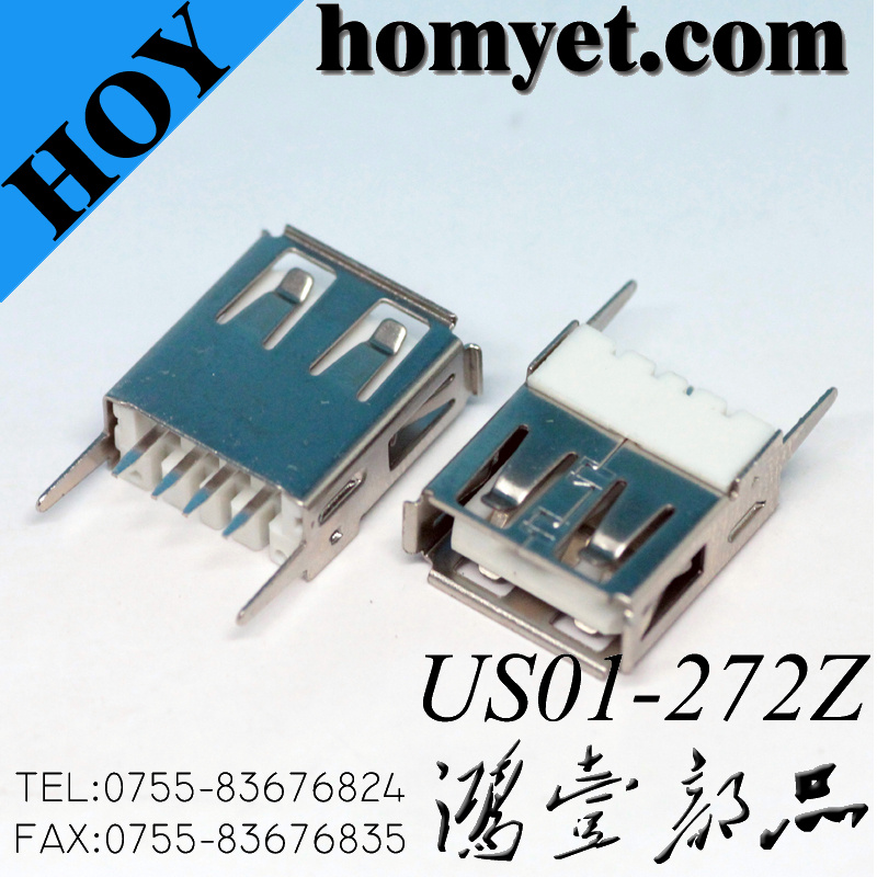 Vertical Through Hole USB Female Connector