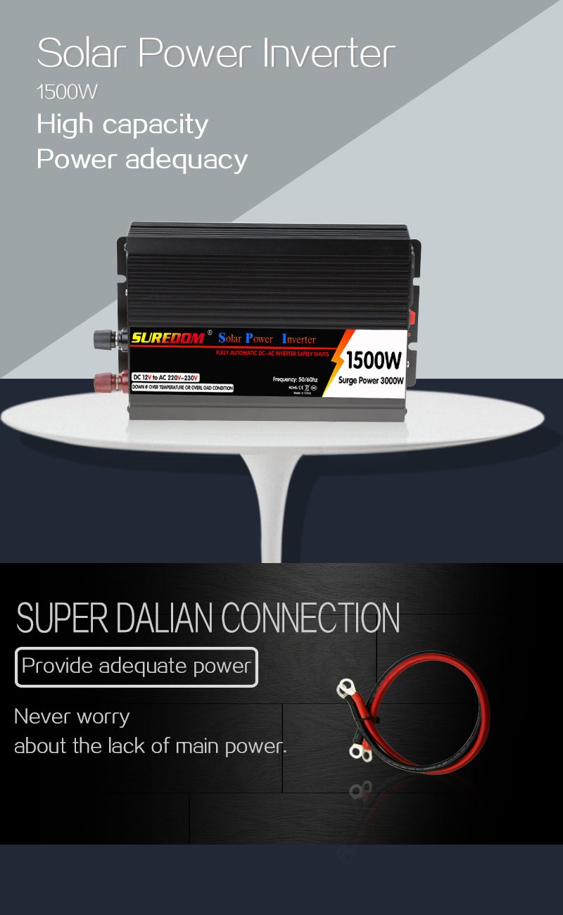 1500W Solar Power Inverter High Capacity Power Inverter DC AC Inverter off/on Grid Single Ivereter
