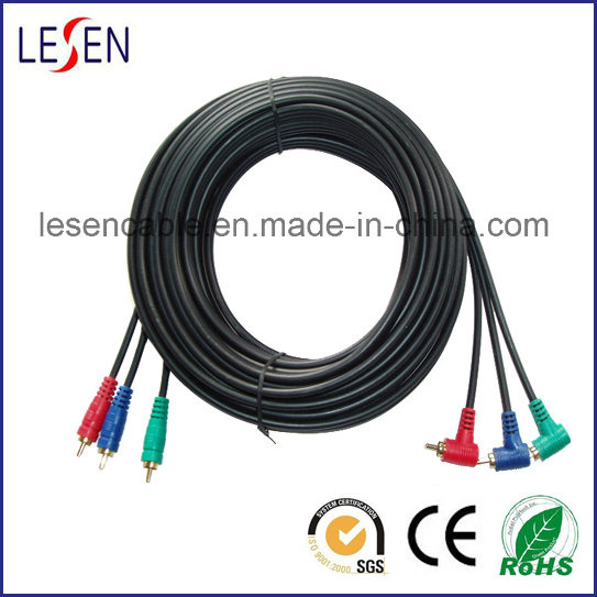 3RCA Component Cable, 3 Right-Angled/RCA Plugs to 3RCA Plugs