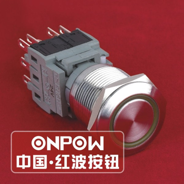 Onpow 19mm Ring Illuminated Stainless Steel Push Button Switch (LAS1-BGQ-11/E/S) (Dia. 19mm) (CE, CCC, RoHS, REECH)
