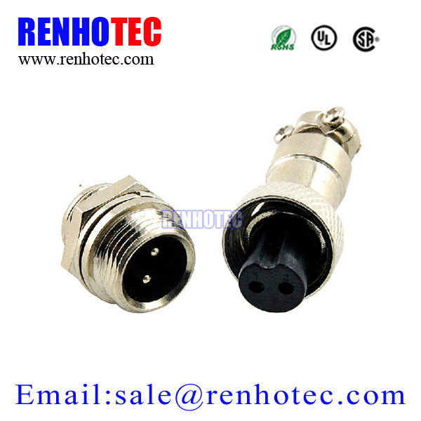 M12 2 Pin Gx12 Connector Circular Aviation Electrical Connector