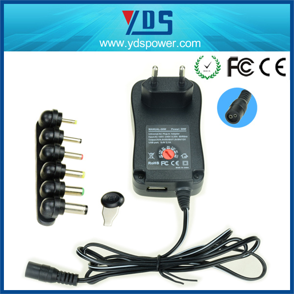 Wall Mount Universal AC DC Power Supply 30W Switching Adapter