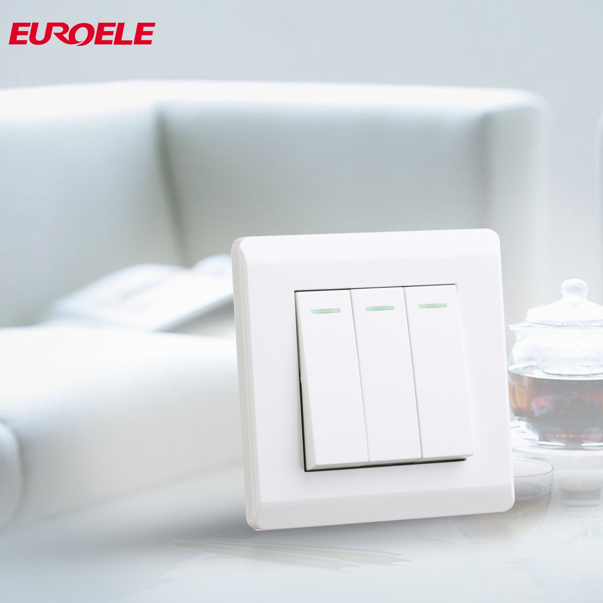 Pakistan Standard PC White Three Gang One Way Wall Switch