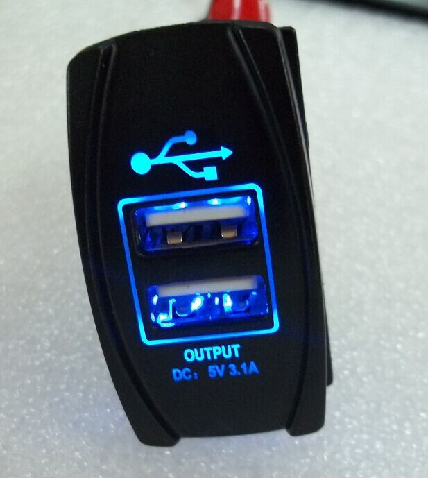Marine Rocker Switch Socket Dual USB Car Charger