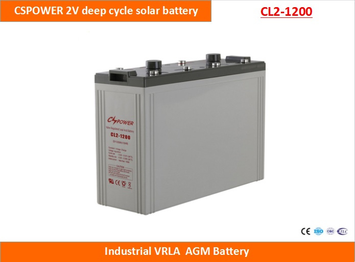 Cspower 2V1200ah Deep Cycle AGM Battery for Solar Power System, China Manufacturer