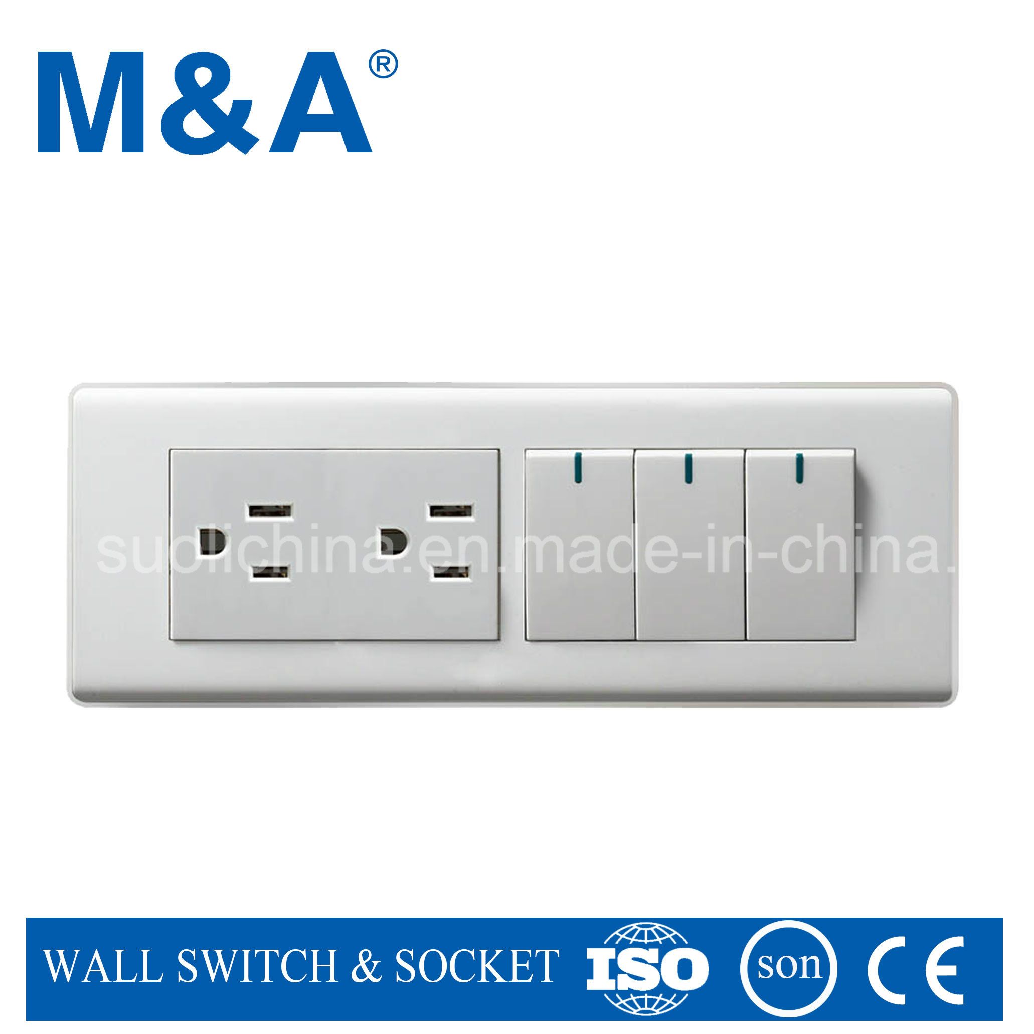 Ma20 Series 3 G 1 Way Switch & 2g Parallel American Socket