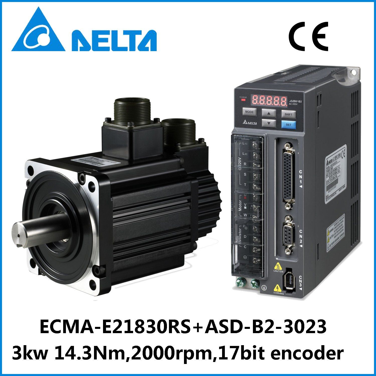 Delta B2 3.0kw 17bit Encoder AC Servo Motor and Driver