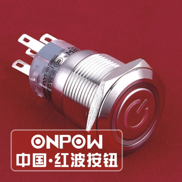 ONPOW 19mm Circle Illuminated SPDT Stainless Steel Push Button Switch (LAS1-AGQ-11ET/R/1.8V/S) (Dia. 19mm) (CE, CCC, RoHS, REECH)