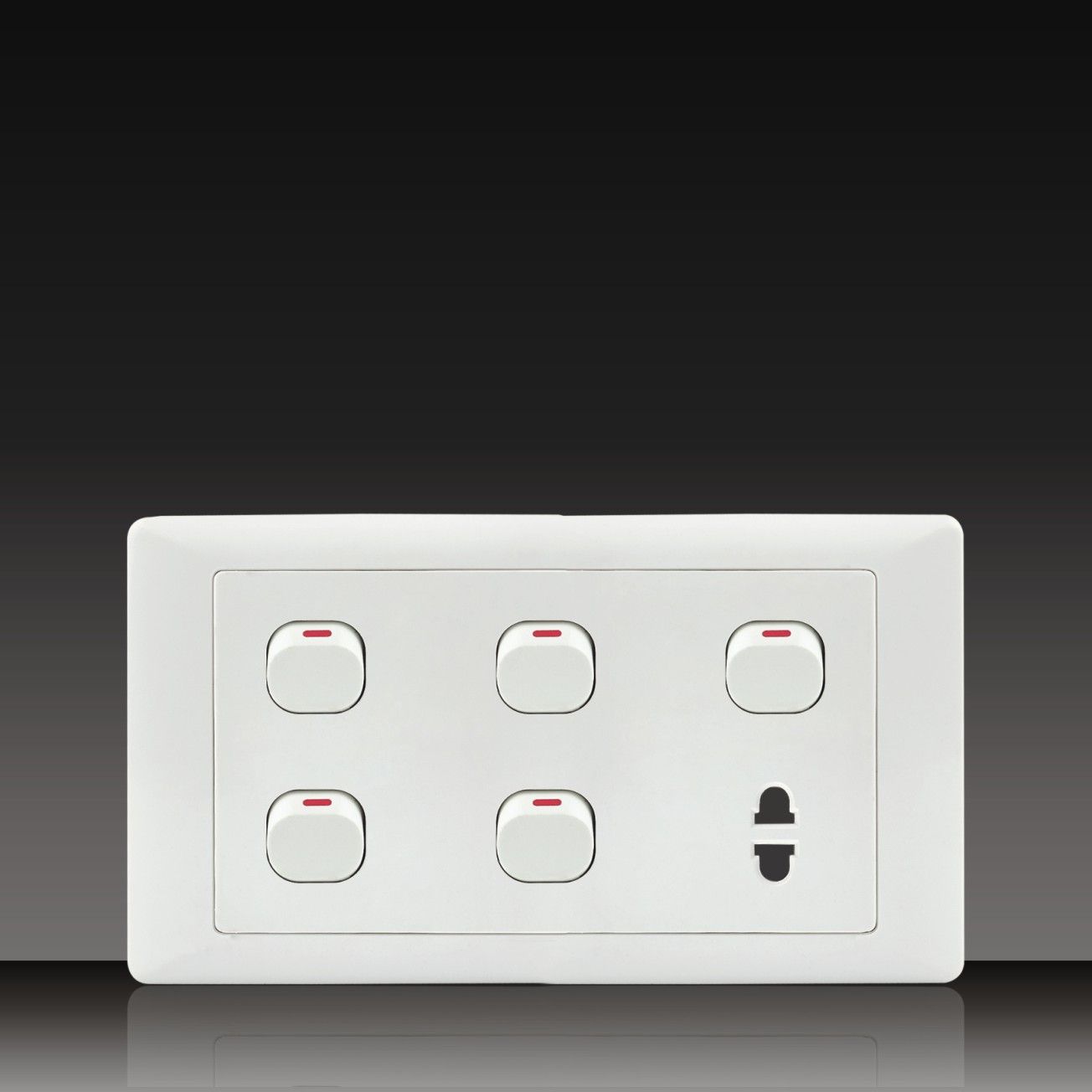 5gang Single Way Switch + 1gang 2pole Socket (S205DK1Z2)