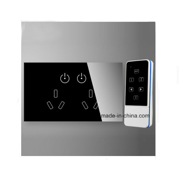 Au Universal Smart Power Socket 15A, Multi-Function Wall Outlet with Remote Control, Tempered Glass Wireless Double Socket