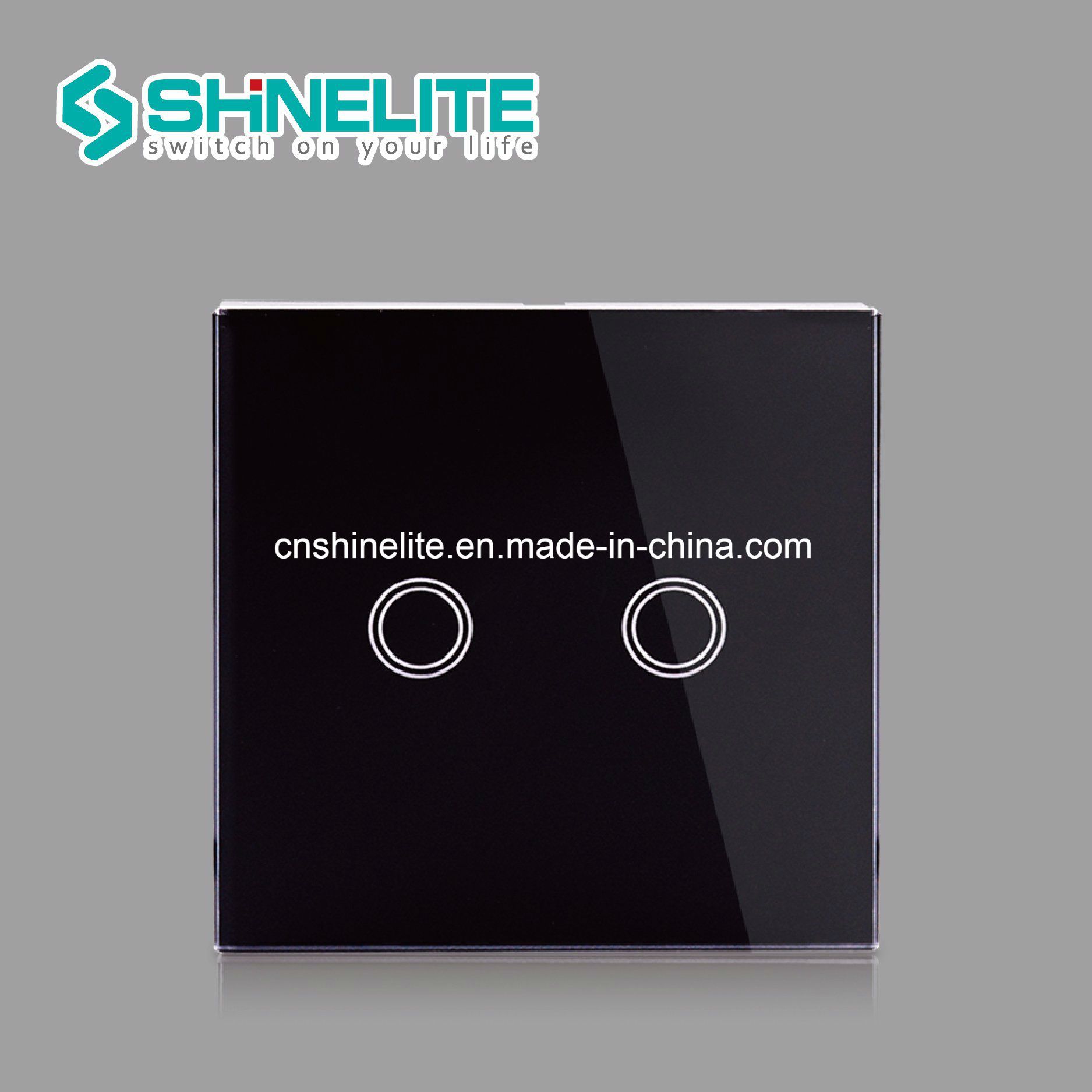 EU Tempered Glass Panel Black Colour 2 Gang WiFi Switch