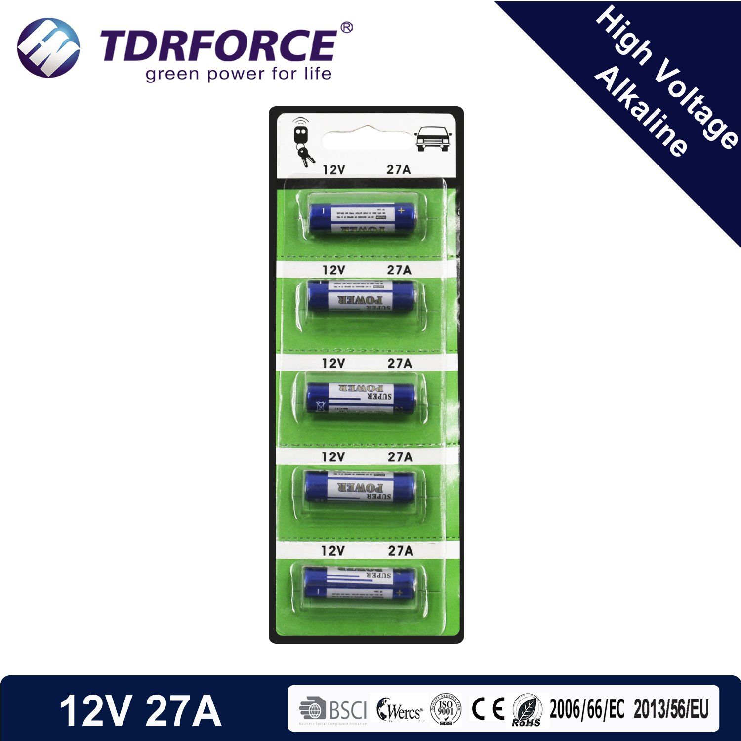 12V Low Self Dicharge China Fatory High Voltage Alkaline Battery (27A-5PCS/pack)