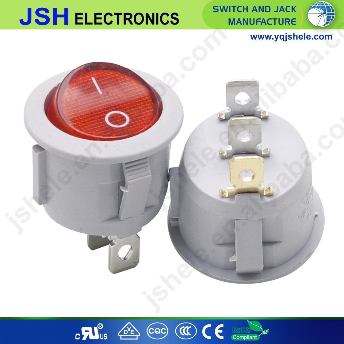 Jsh on off 3 Pin Round Light Rocker Switch