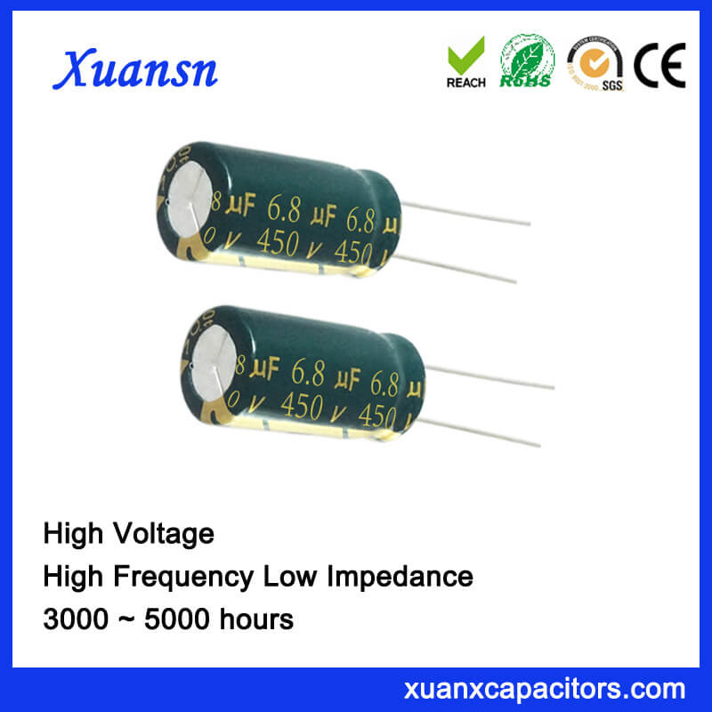 High Voltage 450V 6.8UF Electrolytic Capacitor High Frequency