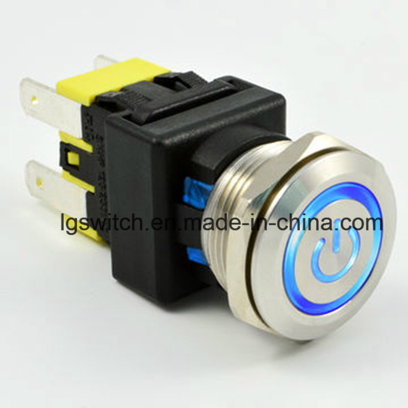 Power IP65 Waterproof Illuminated Light Push Button Switch 16A250VAC