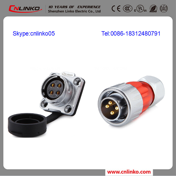 Cnlinko Provide Waterproof IP65 4 Pole Connector /4 Conductor Connector