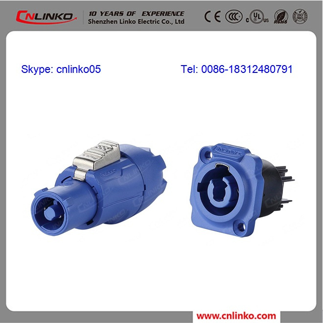 Locking Cable Power Pin Blue IP44 3 Pole Wire Connector